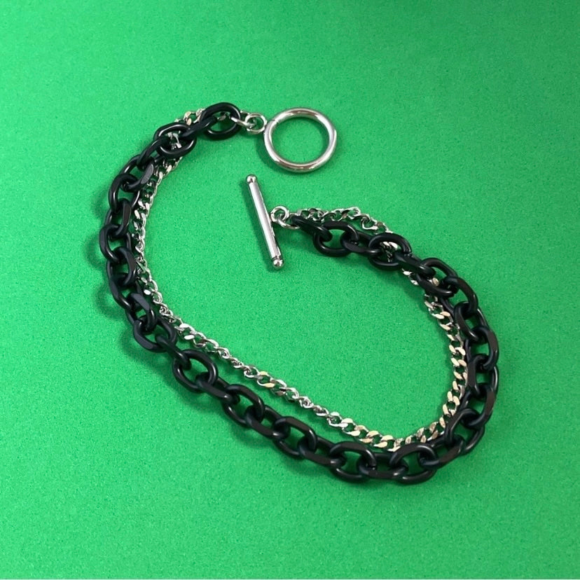 Double Layer Titanium Steel Link Chain Bracelet for Men Women