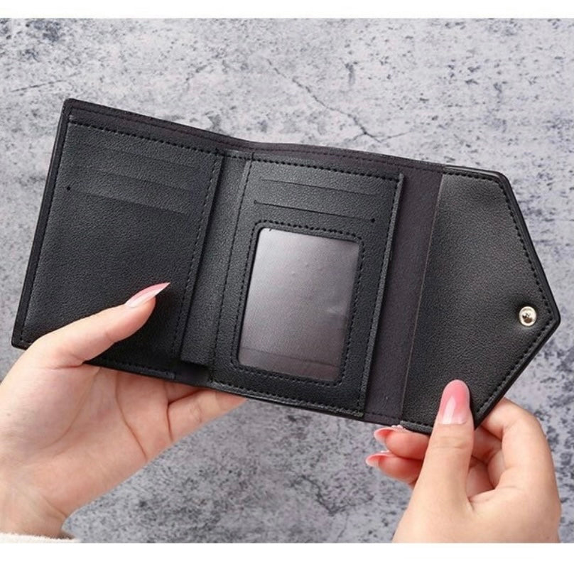 Short Wallet for Women,Trifold Snap Closure Wallet,Credit Card Holder with ID Window