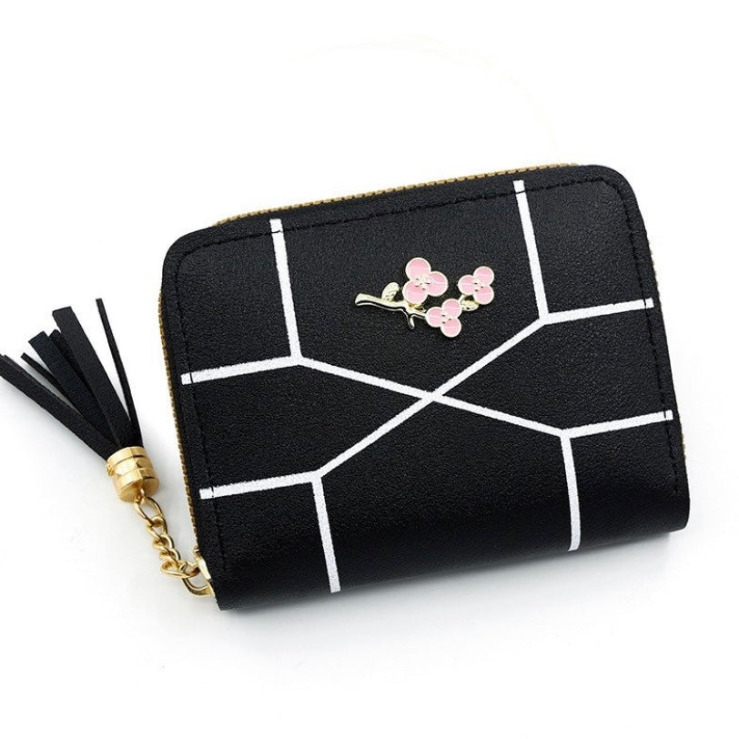 Short Wallet for Women,Fashion Flower Zipper Wallet for Girls,Credit Card Holder Coin Purse