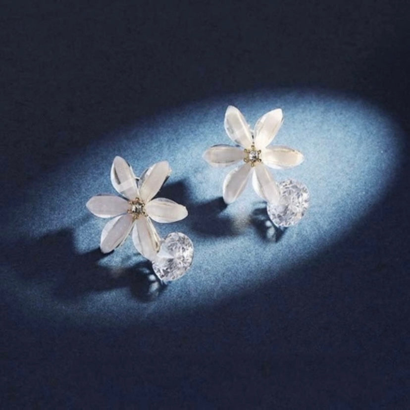Crystal Flower Stud Earrings for Women