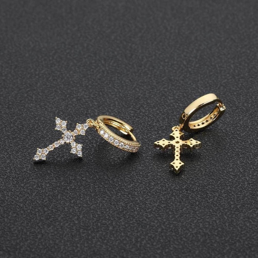 Cross Dangle Drop Earrings for Men Women