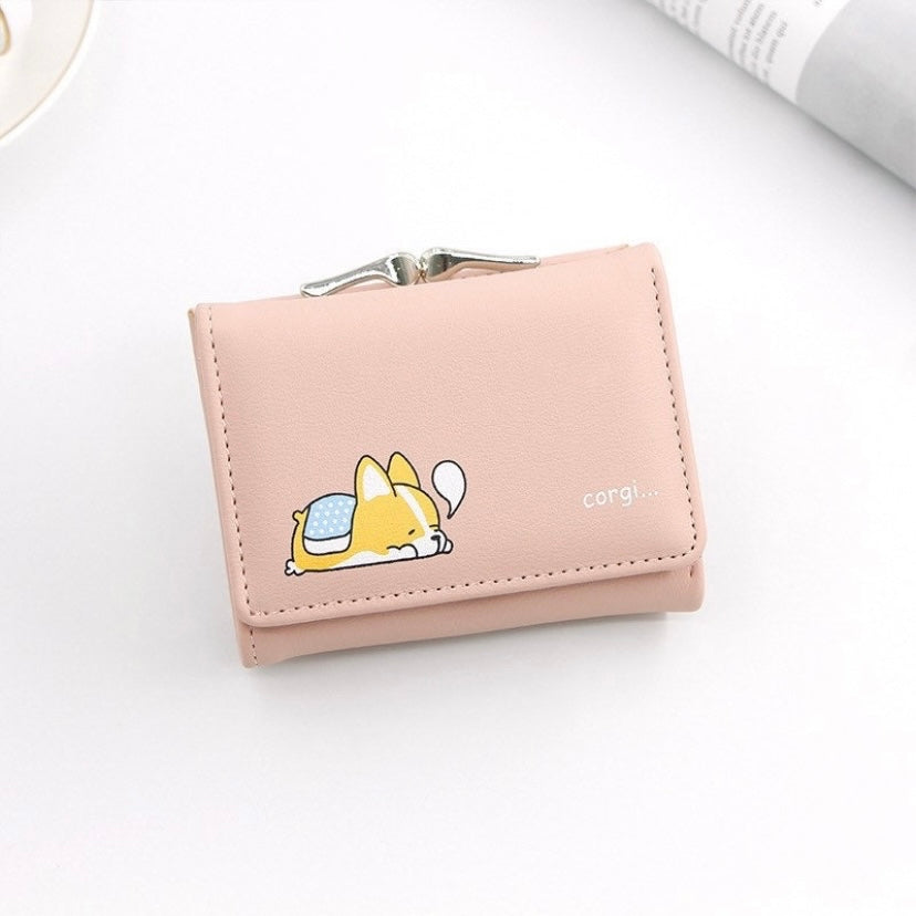 Short Wallet for Women,Fashion Snap Closure Trifold Wallet for Girls,Kiss-lock Clutch Credit Cards Holder Coin Purse with ID Window