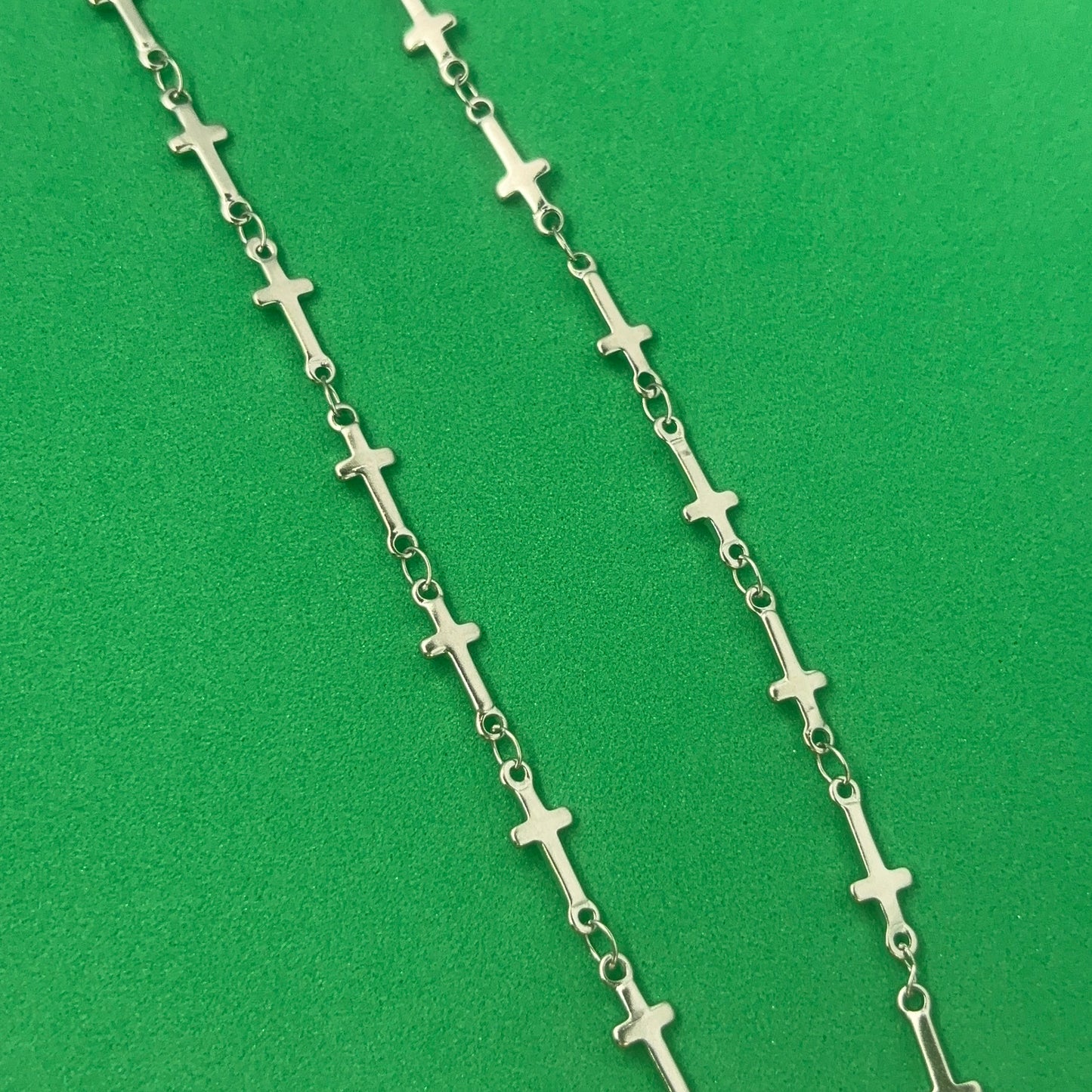 Titanium Steel Link Chain Cross Choker Necklace for Men Women