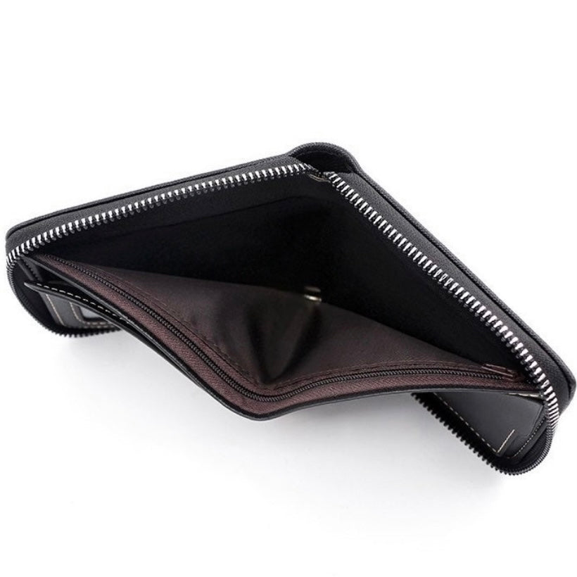 Short Wallet for Men,Fashion Trifold Zipper Wallet,Credit Card Holder Coin Purse with ID Window