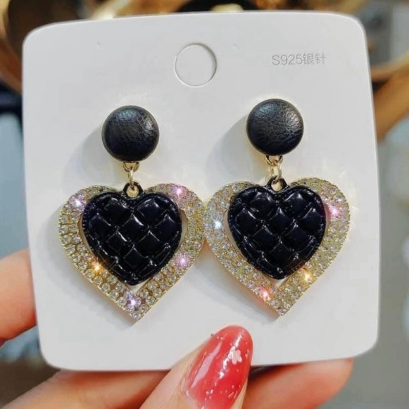 Women's Love Heart Dangle Drop Earrings