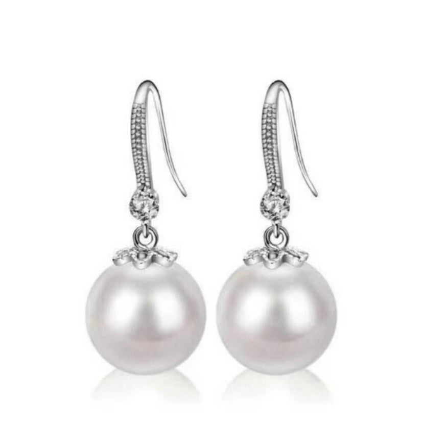 Elegant White Pearl Dangle Drop Earrings for Women