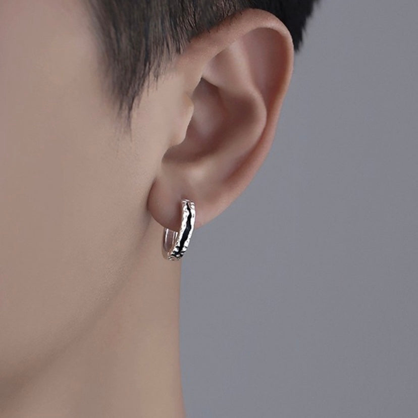 925 Silver Plated Silver Hoop Earrings for Men Women