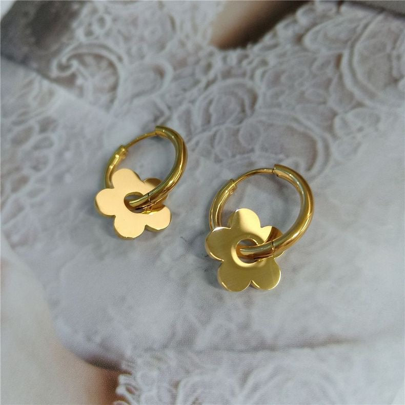 Flower Dangle Drop Earrings for Women 2 in 1 Design Fashion Elegant Style