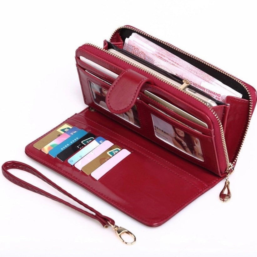 Wallet for Women,Fashion Snap Closure Bifold Wallet,Large Capacity Long Wallet Credit Card Holder Clutch Wristlet