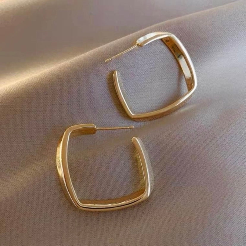 18K Gold Plated Geometric Open Drop Earrings for Women