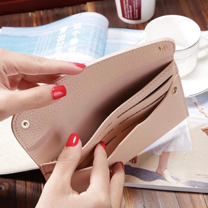 Wallet for Women,Snap Closure Bifold Wallet,Large Capacity Long Wallet Credit Card Holder Clutch Wristlet