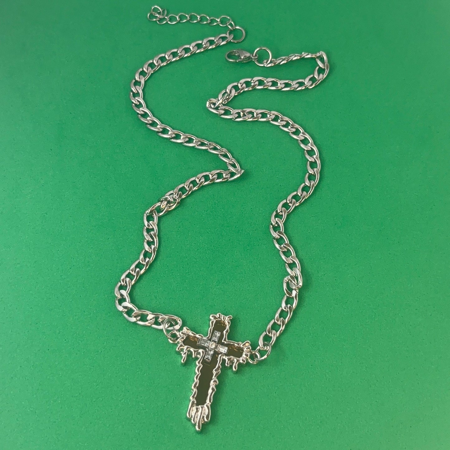 Titanium Steel Link Chain Cross Necklace for Men Women,Unisex Hip Hop Necklace