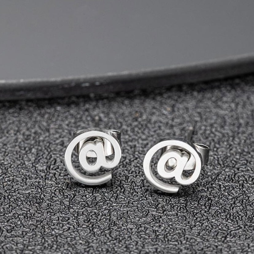 925 Silver Plated Symbol Stud Earrings for Men Women