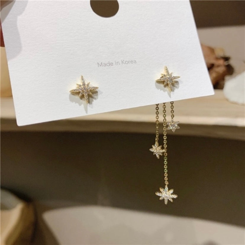 Women's Six-pointed Star Snowflake Dangle Drop Earrings
