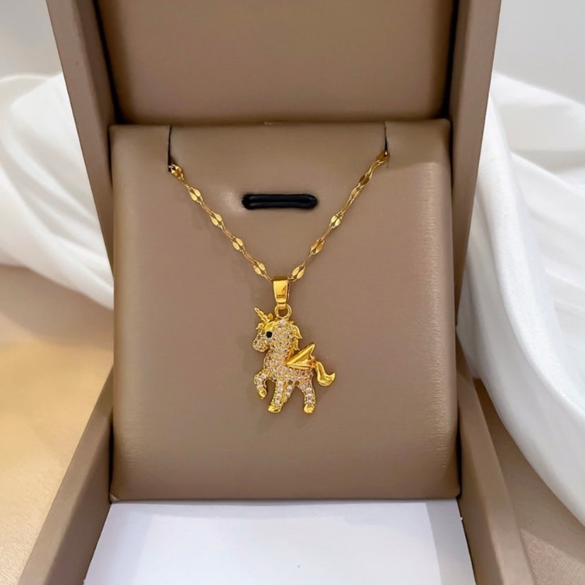 18K Gold Plated Unicorn Pendant Necklace for Women