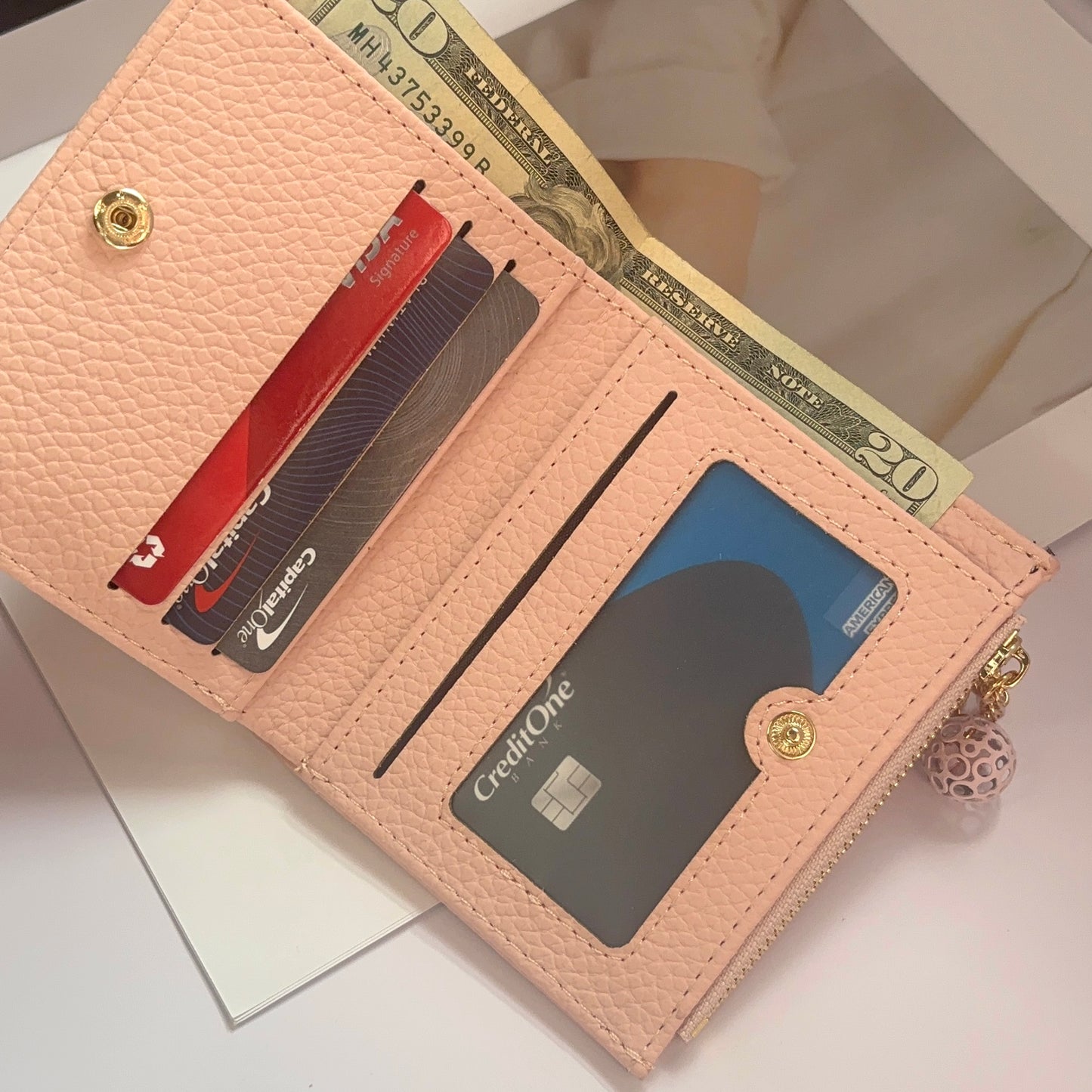 Wallet for Women,Bifold Snap Closure Short Wallet,Credit Card Holder Coin Purse with ID Window