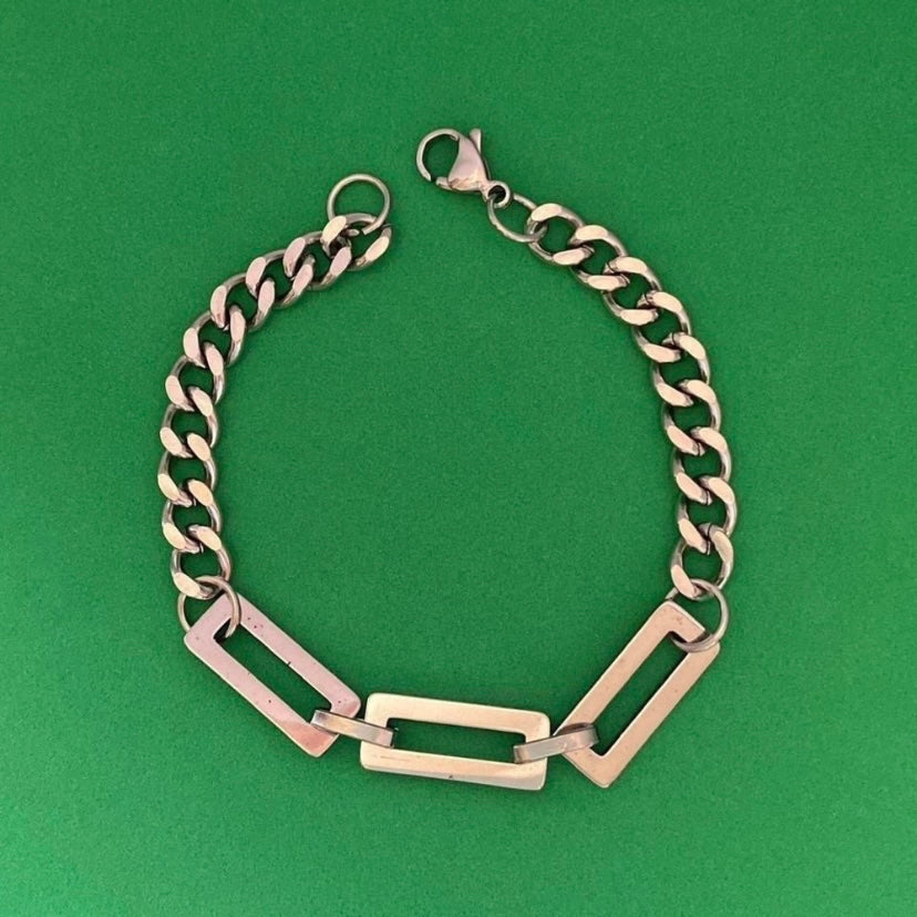 Titanium Steel Link Bracelet for Men Women,Personality Punk Hip Hop Bracelet