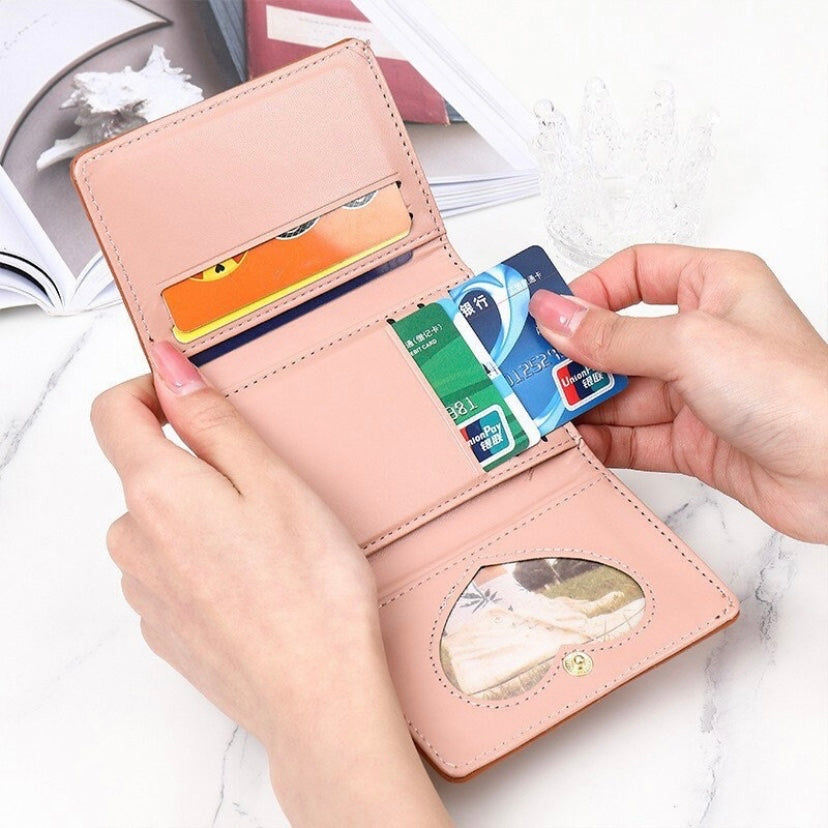 Short Wallet for Women,Snap Closure Trifold Wallet,Credit Card Holder with ID Window