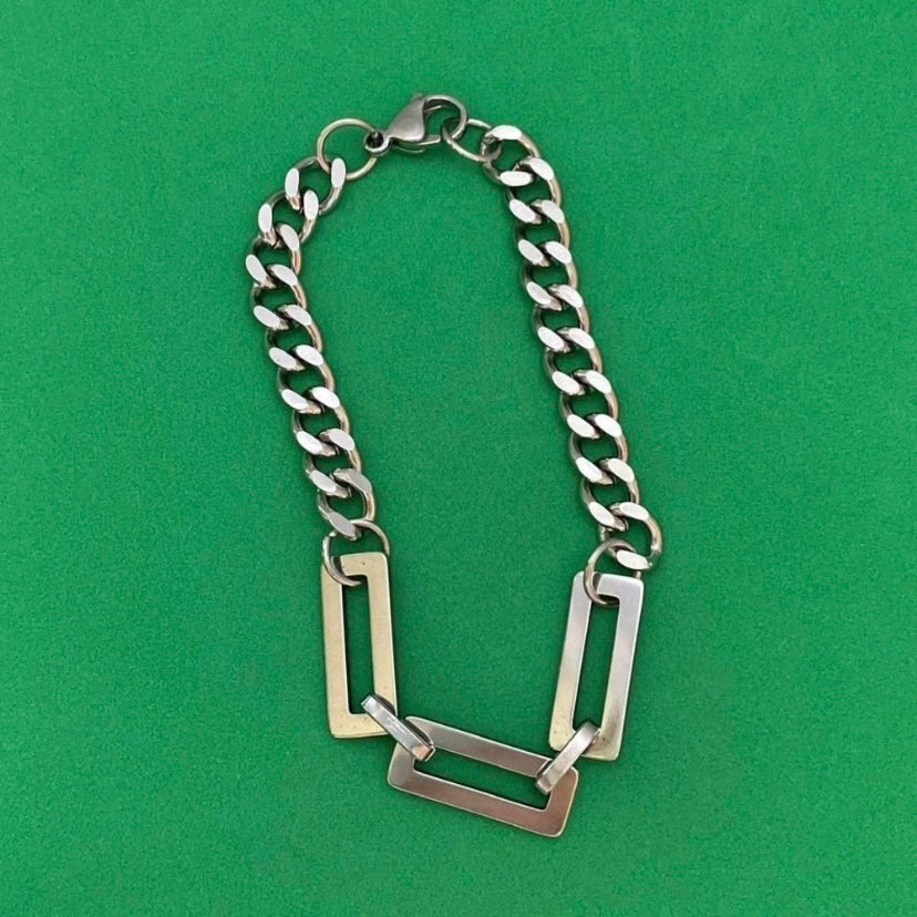 Titanium Steel Link Bracelet for Men Women,Personality Punk Hip Hop Bracelet