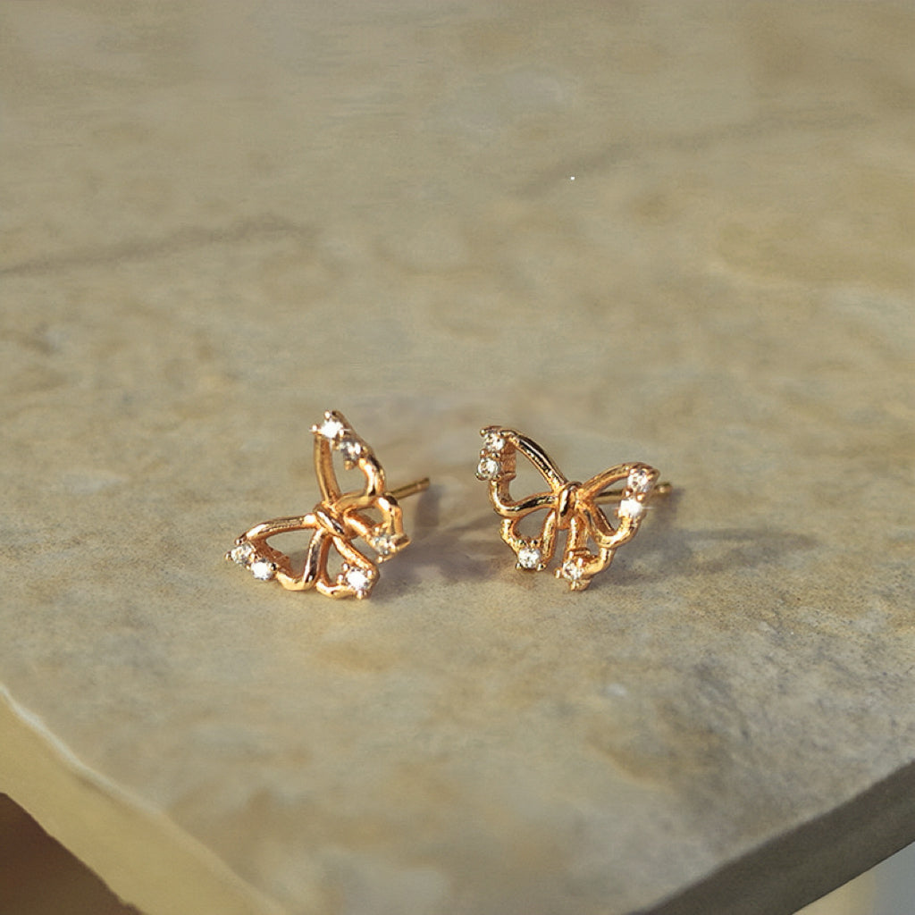 Small Tiny CZ Butterfly Stud for Women