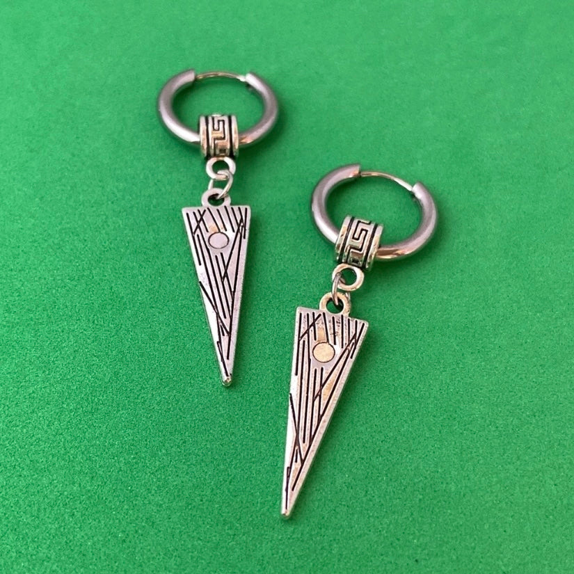 Titanium Steel Geometric Triangle Dangle Drop Earrings for Men Women