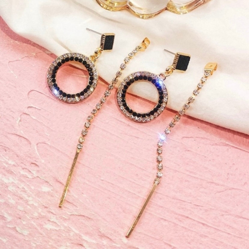 CZ Diamond Long Metal Chain Drop Earrings for Women