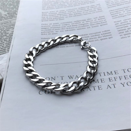 Titanium Steel Link Chain Bracelet for Men Women,Punk Hip Hop Bracelet