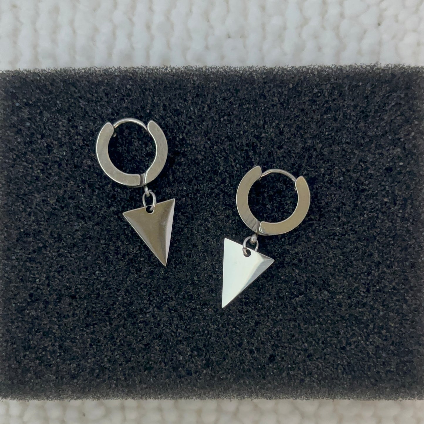 Titanium Steel Geometric Triangle Dangle Drop Earrings for Men Women
