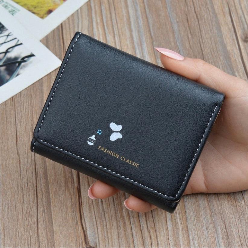 Short Wallet for Women,Butterfly Snap Closure Trifold Wallet,Credit Card Holder with ID Window