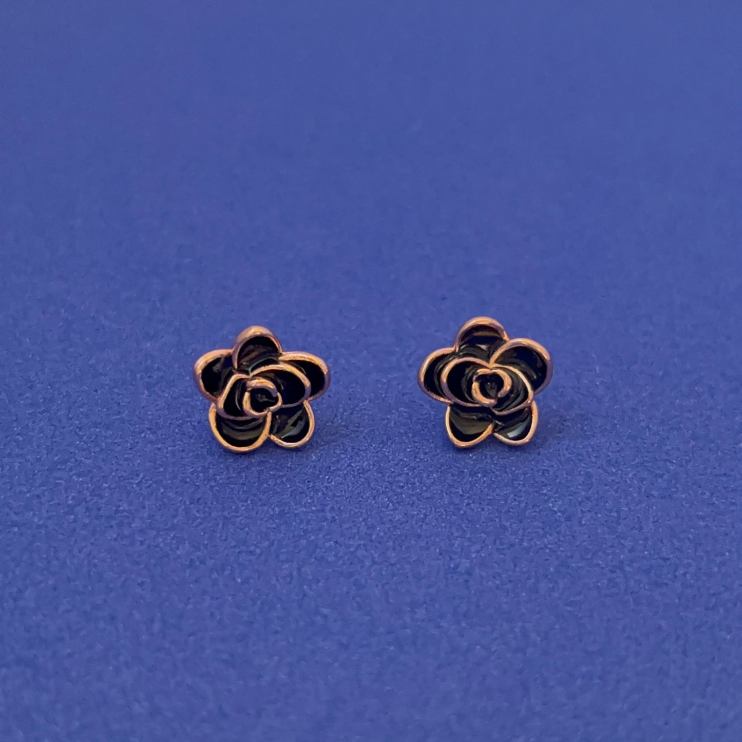 14K Rose Gold Plated Flower Stud Earrings for Women