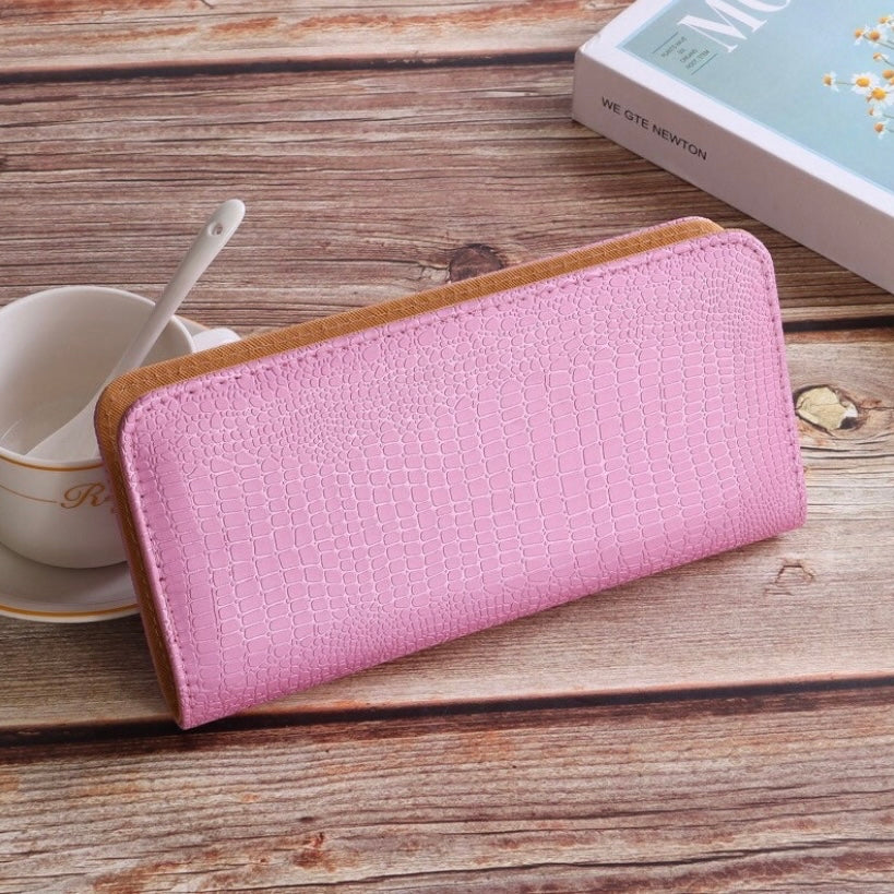 Wallet for Women,Fashion Leather Zipper Wallet,Large Capacity Long Wallet Credit Card Holder Clutch Wristlet