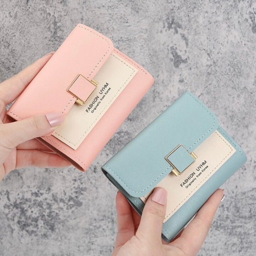 Short Wallet for Women,Snap Closure Trifold Wallet,Credit Card Holder with ID Window