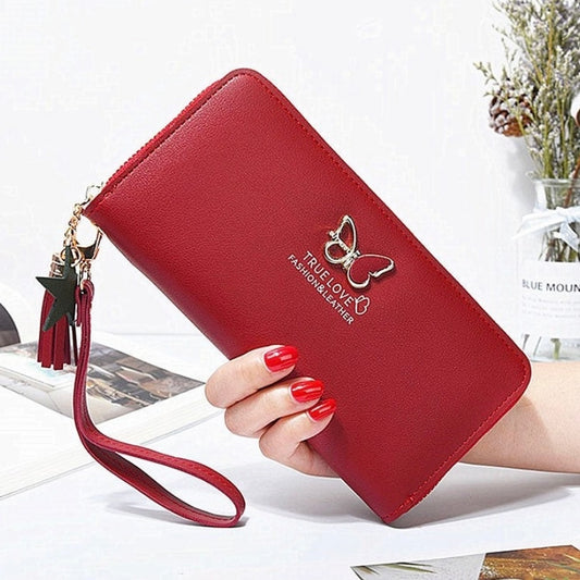 Wallet for Women,Fashion Leather Zipper Wallet,Large Capacity Long Wallet Credit Card Holder Coin Purse Clutch Wristlet