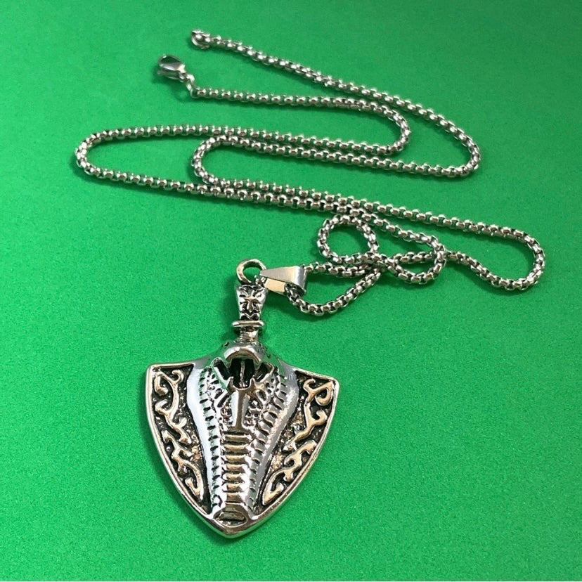 Titanium Steel Rattlesnake Pendant Necklace for Men Women