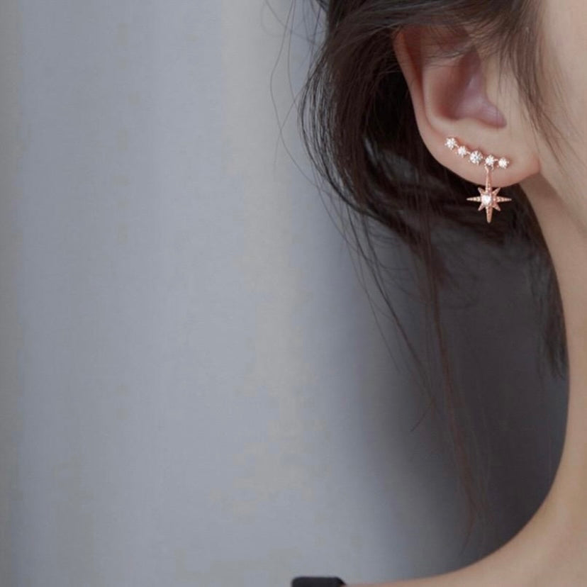 CZ Cubic Zirconia Six-Pointed Star Stud Earrings for Women