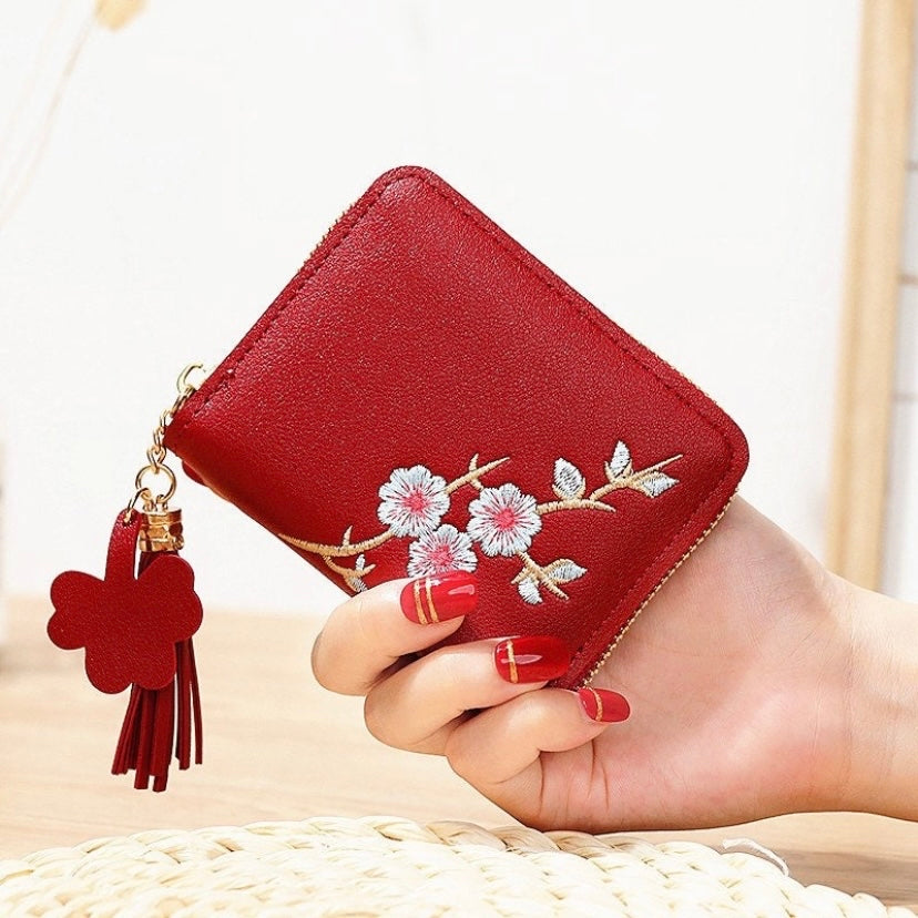Short Wallet for Women,Cute Flower Zipper Wallet for Girls,Credit Card Holder Coin Purse