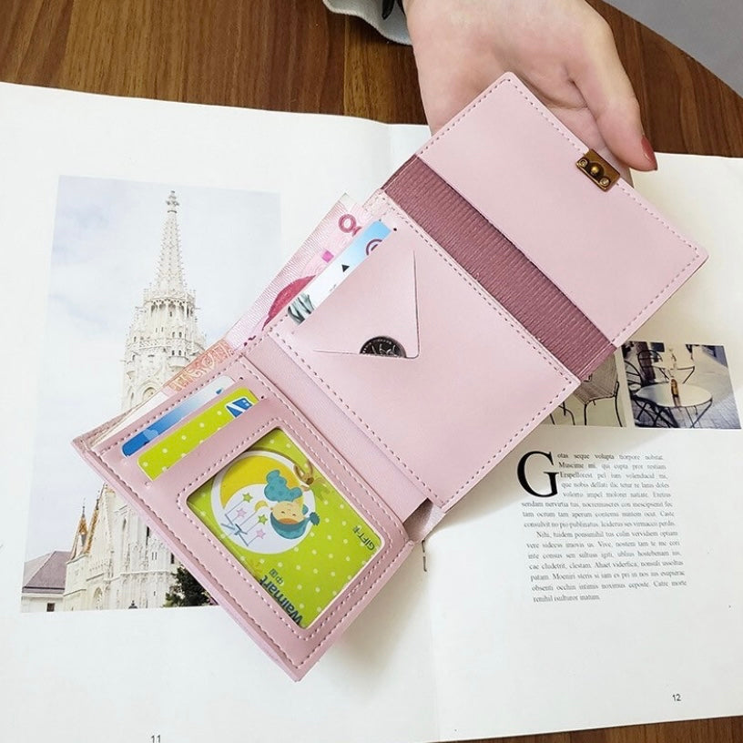 Wallet for Women,Trifold Snap Closure Short Wallet for Girls,Credit Card Holder with ID Window