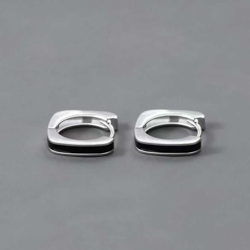 925 Silver Plated Geometry Hoop Earrings for Men Women