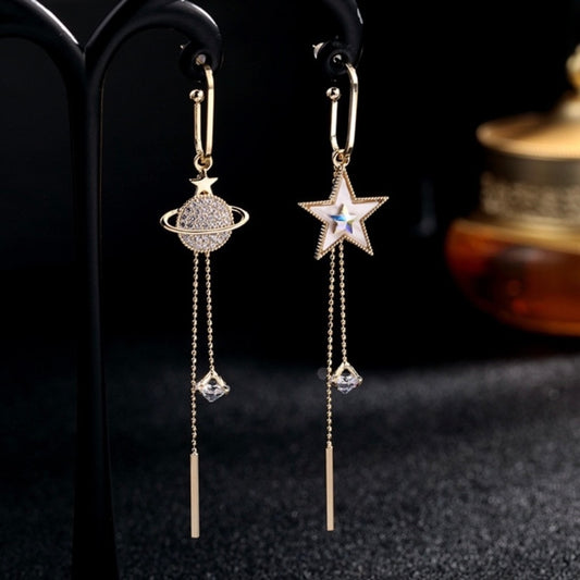 Women's Star Universe Planet Tassel Dangle Drop Earrings