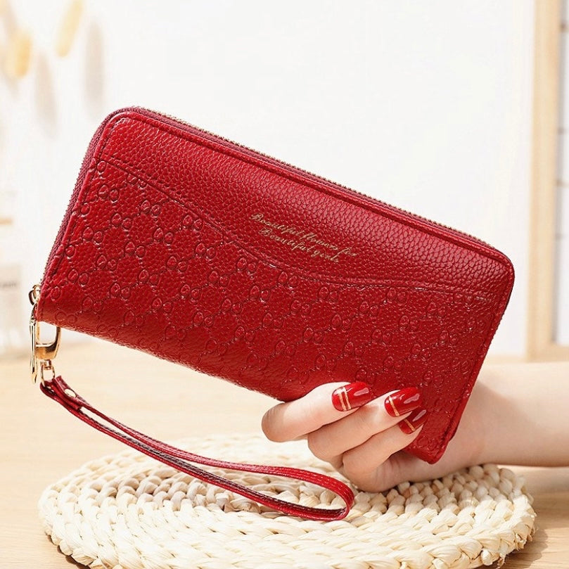 Wallet for Women,Fashion Double Zipper Wallet,Large Capacity Long Wallet Credit Card Holder Clutch Wristlet