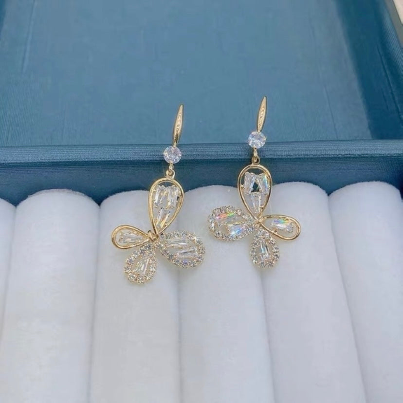 Women's Crystal Butterfly Drop Dangle Earrings