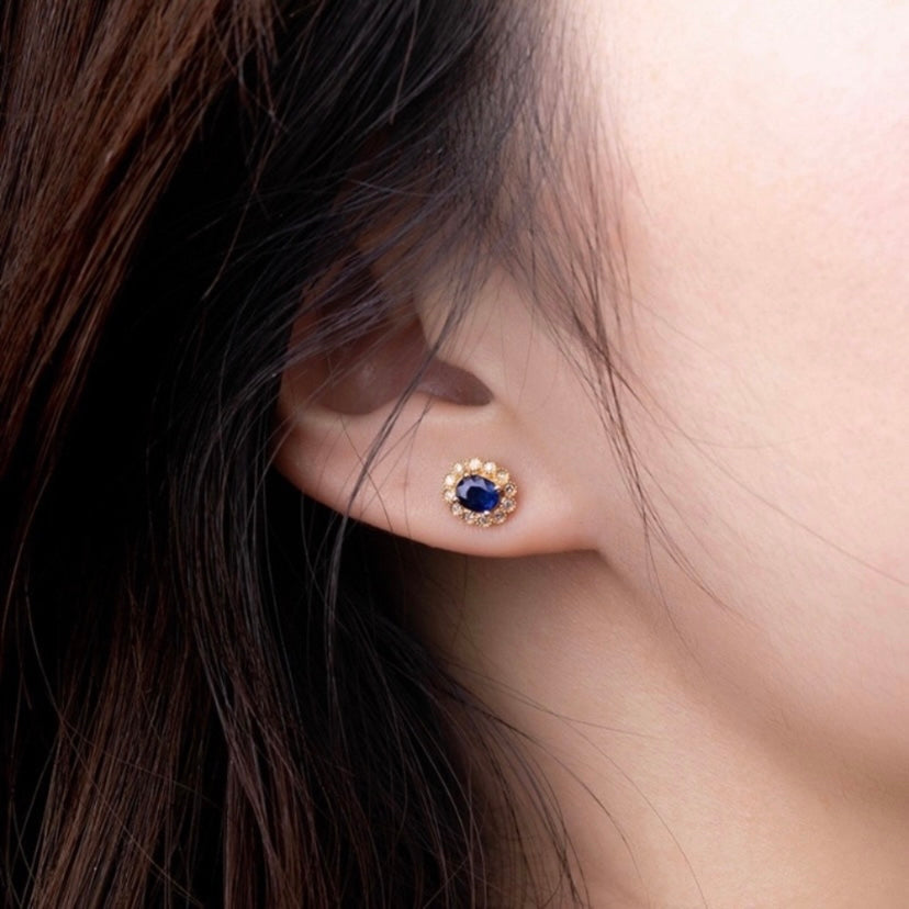 Artificial Sapphire Stud Earrings for Women