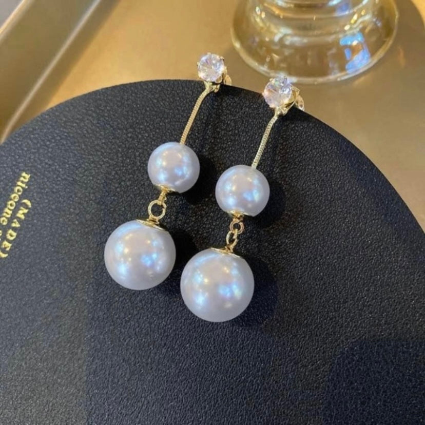 Elegant White Pearl Dangle Drop Earrings for Women