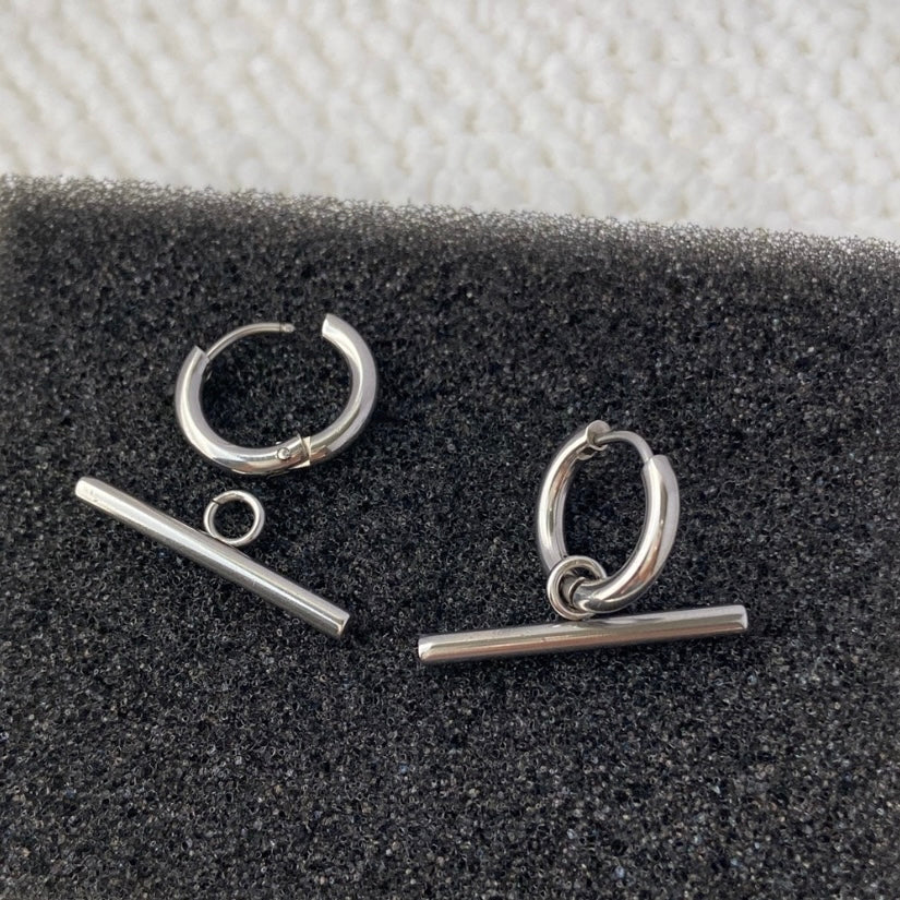 Titanium Steel Dangle Drop Earrings for Men Women