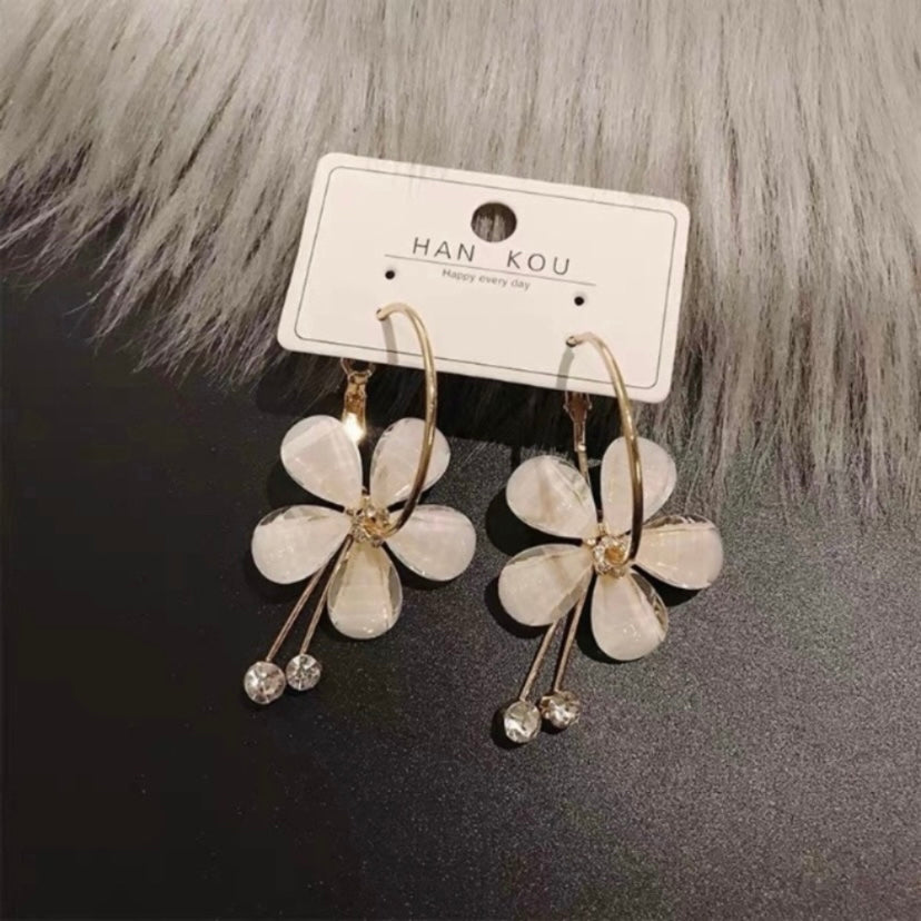 Women's Crystal Flower Drop Dangle Earrings