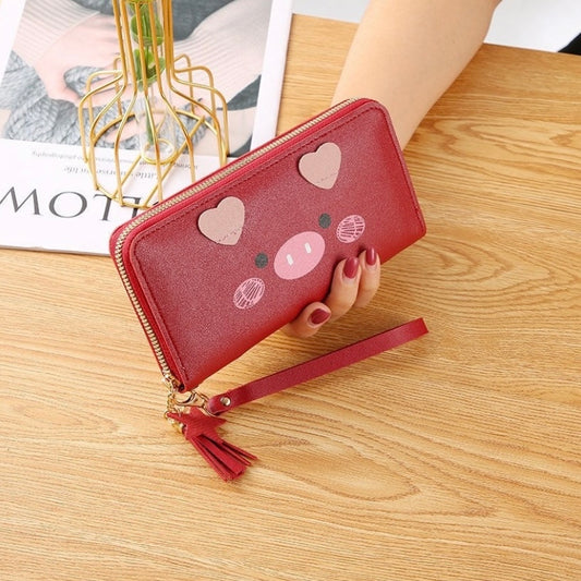 Wallet for Women,Cute Zipper Wallet,Large Capacity Long Wallet Credit Card Holder Clutch Wristlet