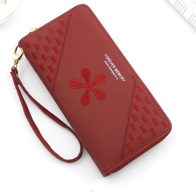 Wallet for Women,Fashion Leather Zipper Wallet,Large Capacity Long Wallet Credit Card Holder Coin Purse Clutch Wristlet