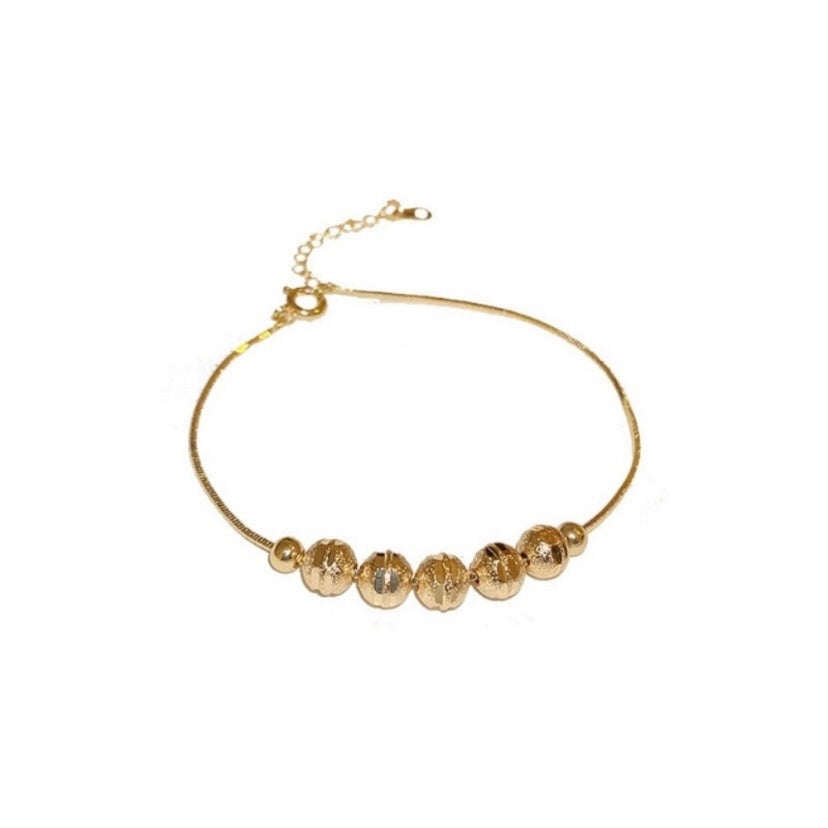18K Gold Plated Adjustable Gold Ball Bead Chain Bracelet for Women