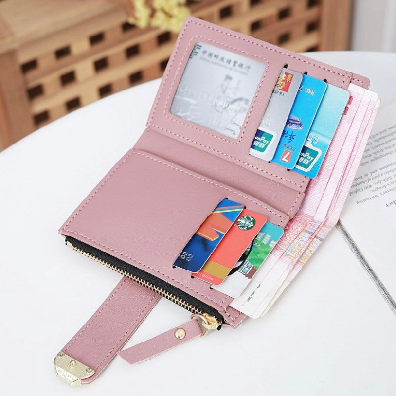 Wallet for Women,Bifold Snap Closure Zipper Short Wallet,Credit Card Holder Coin Purse with ID Window