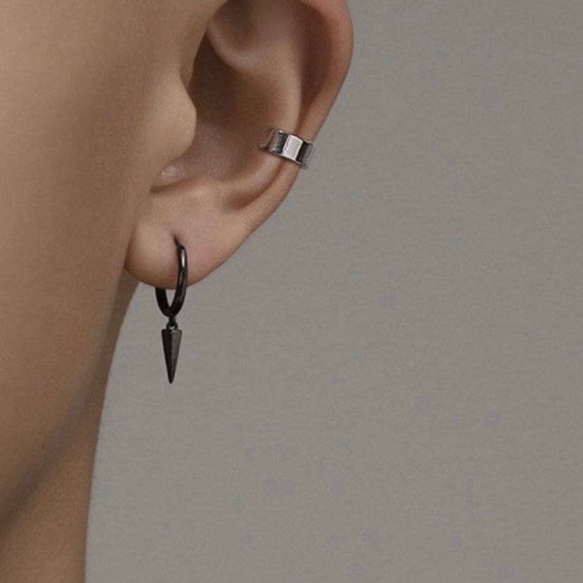Black Tiny Geometric Triangle Cone Dangle Drop Earrings for Men Women